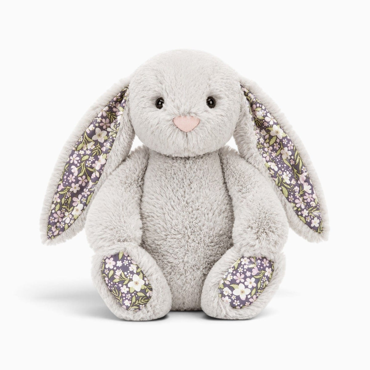 kuscheltierland Grau Graues Hasen-Kuscheltier mit Blumenmuster