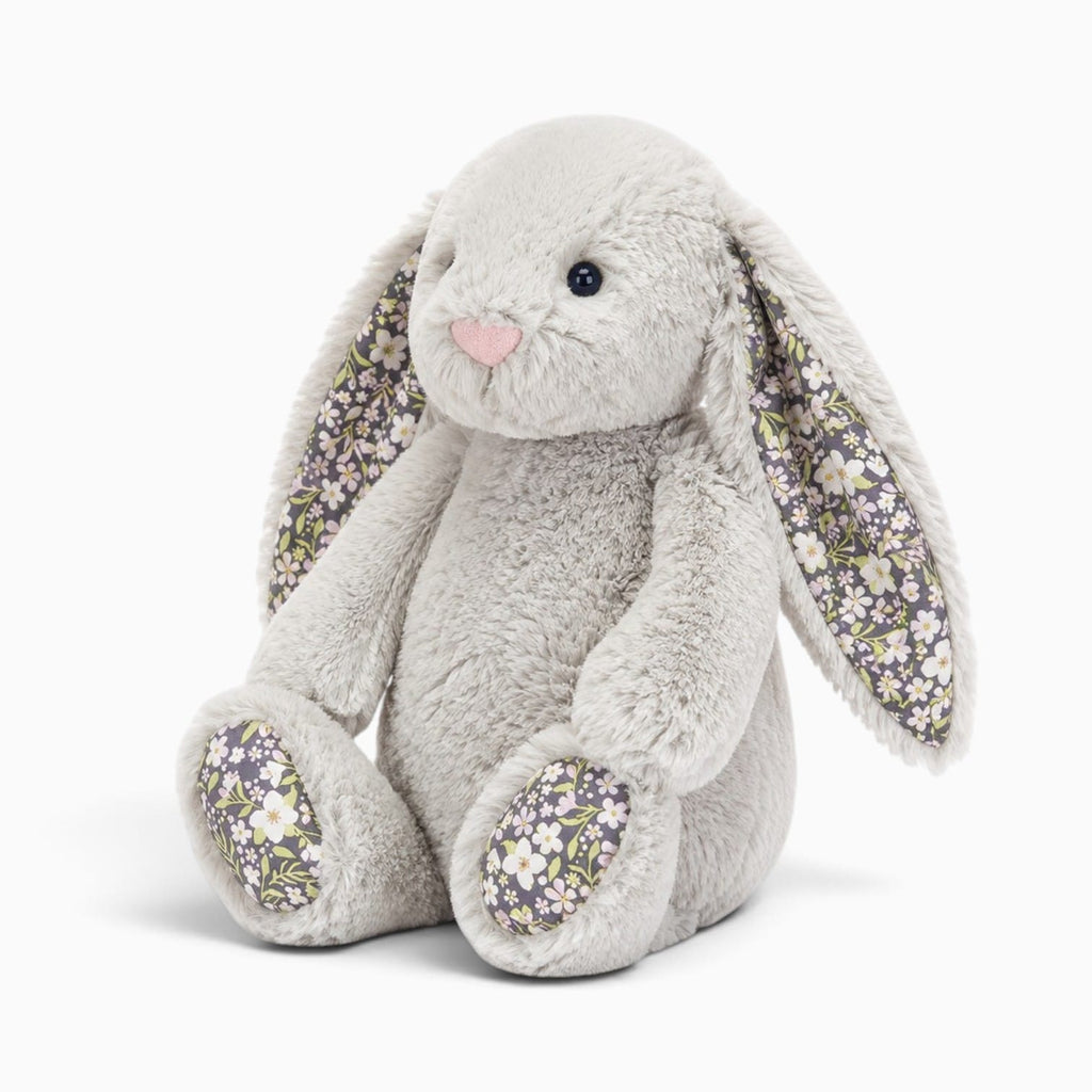 kuscheltierland Grau Graues Hasen-Kuscheltier mit Blumenmuster