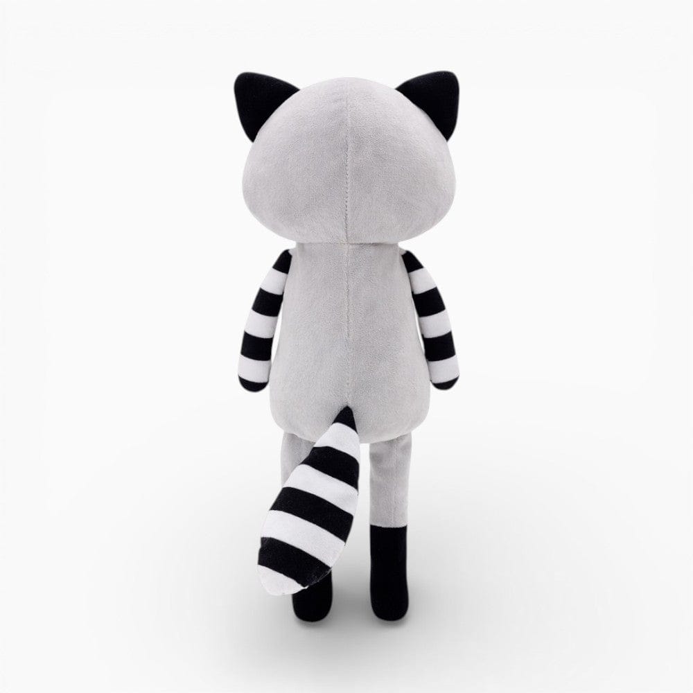 kuscheltierland Grau Schlaksiges Waschbär Kuscheltier mit schwarz-weißem Schwanz