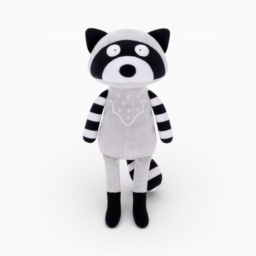 kuscheltierland Grau Schlaksiges Waschbär Kuscheltier mit schwarz-weißem Schwanz