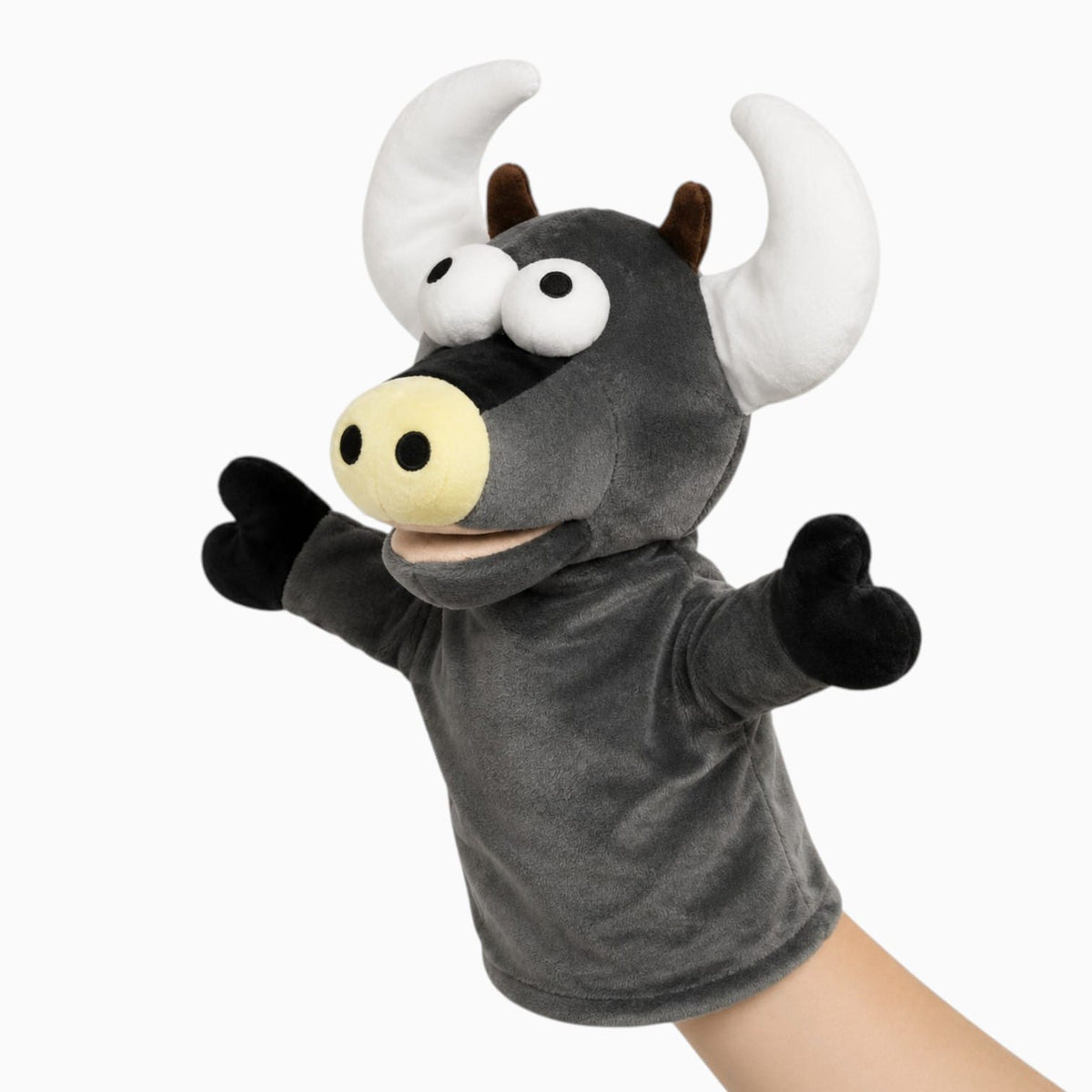 kuscheltierland Grau Stier Handpuppe Kuscheltier