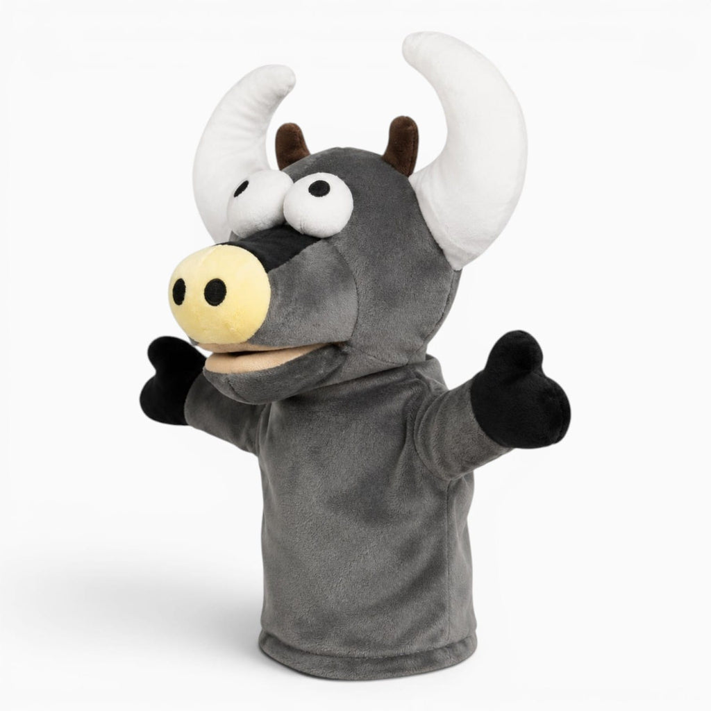 kuscheltierland Grau Stier Handpuppe Kuscheltier