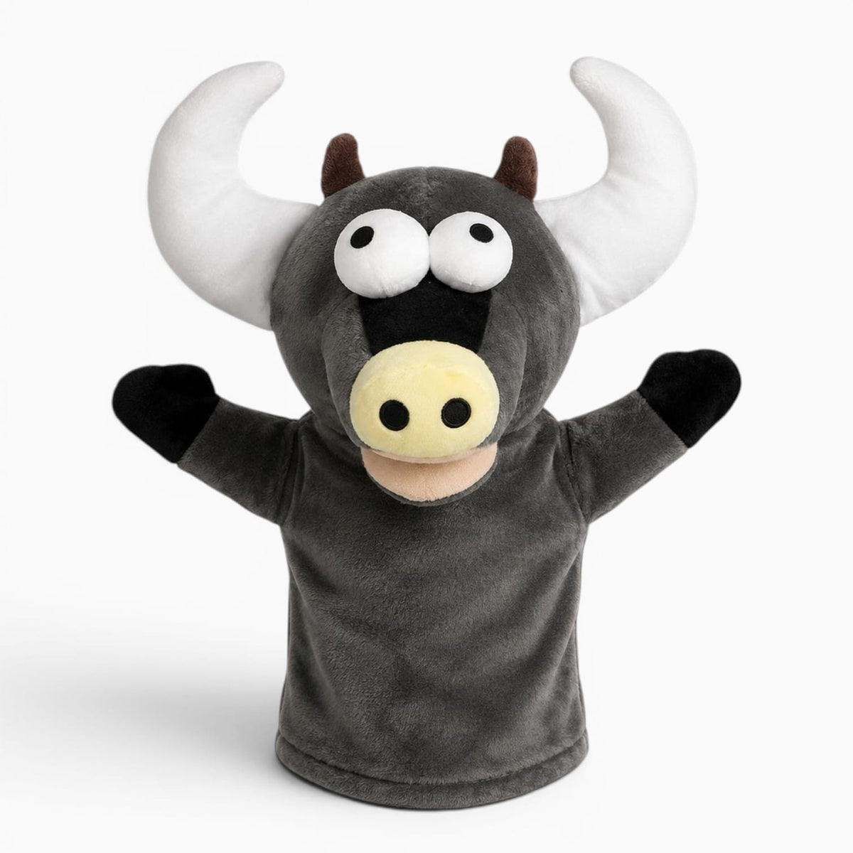 kuscheltierland Grau Stier Handpuppe Kuscheltier