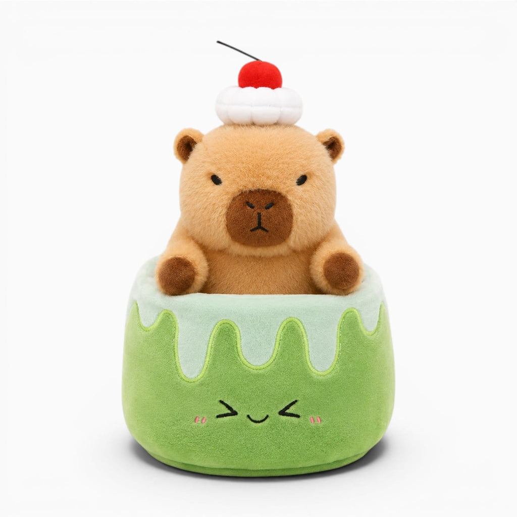 kuscheltierland Grün / 20CM Kapibala Smile Croissant Cup cake Plush Toy Cute Dessert Break Capybara Stuffed Doll Funny Food Home Decor Kid Birthday Gift