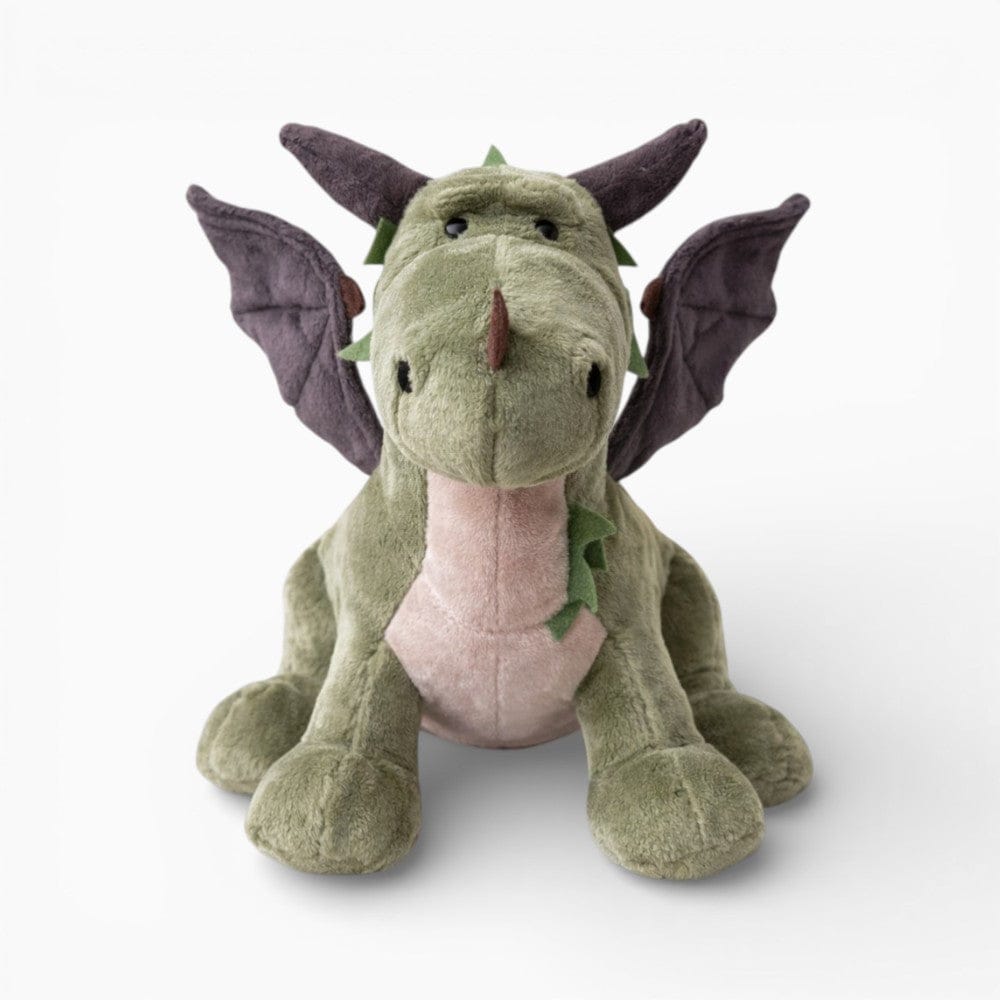 kuscheltierland Grün / 35 cm Grünes Drachen-Kuscheltier mit lila Flügeln