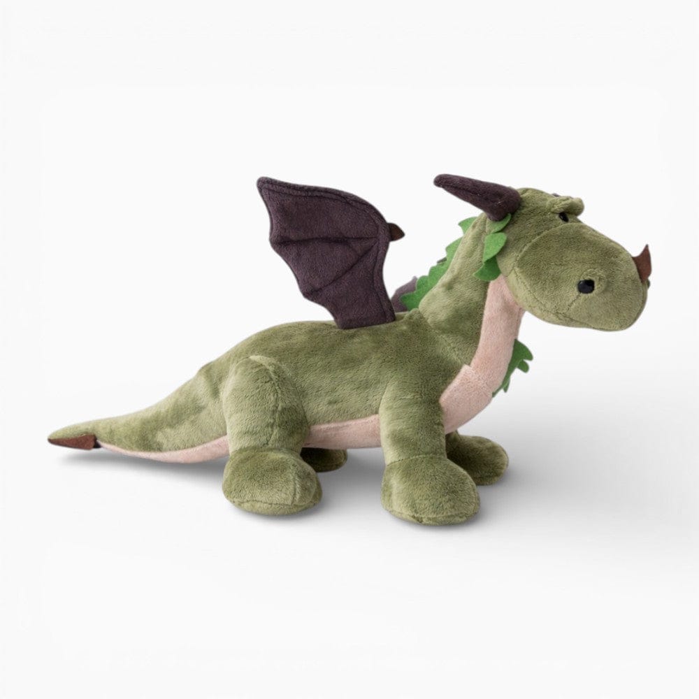 kuscheltierland Grün / 35 cm Grünes Drachen-Kuscheltier mit lila Flügeln