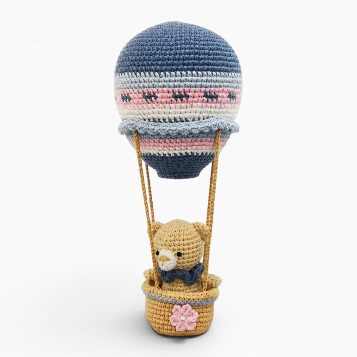 kuscheltierland Hellblau / 26cm Gehäkelter Heißluftballon mit Bären Kuscheltier
