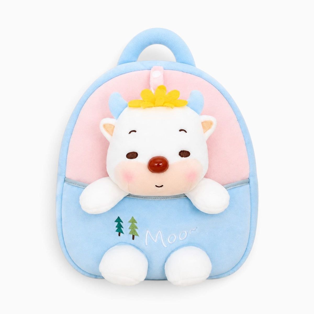 kuscheltierland Hellblau Blauer Plüsch-Rucksack mit Kuh-Puppe