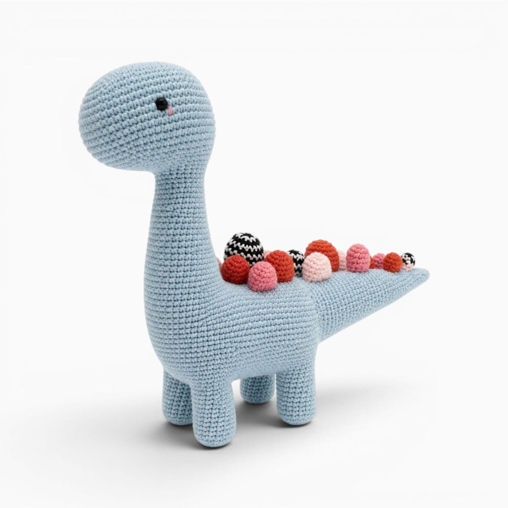 kuscheltierland Hellblau Blaues gehäkeltes Dinosaurier Kuscheltier