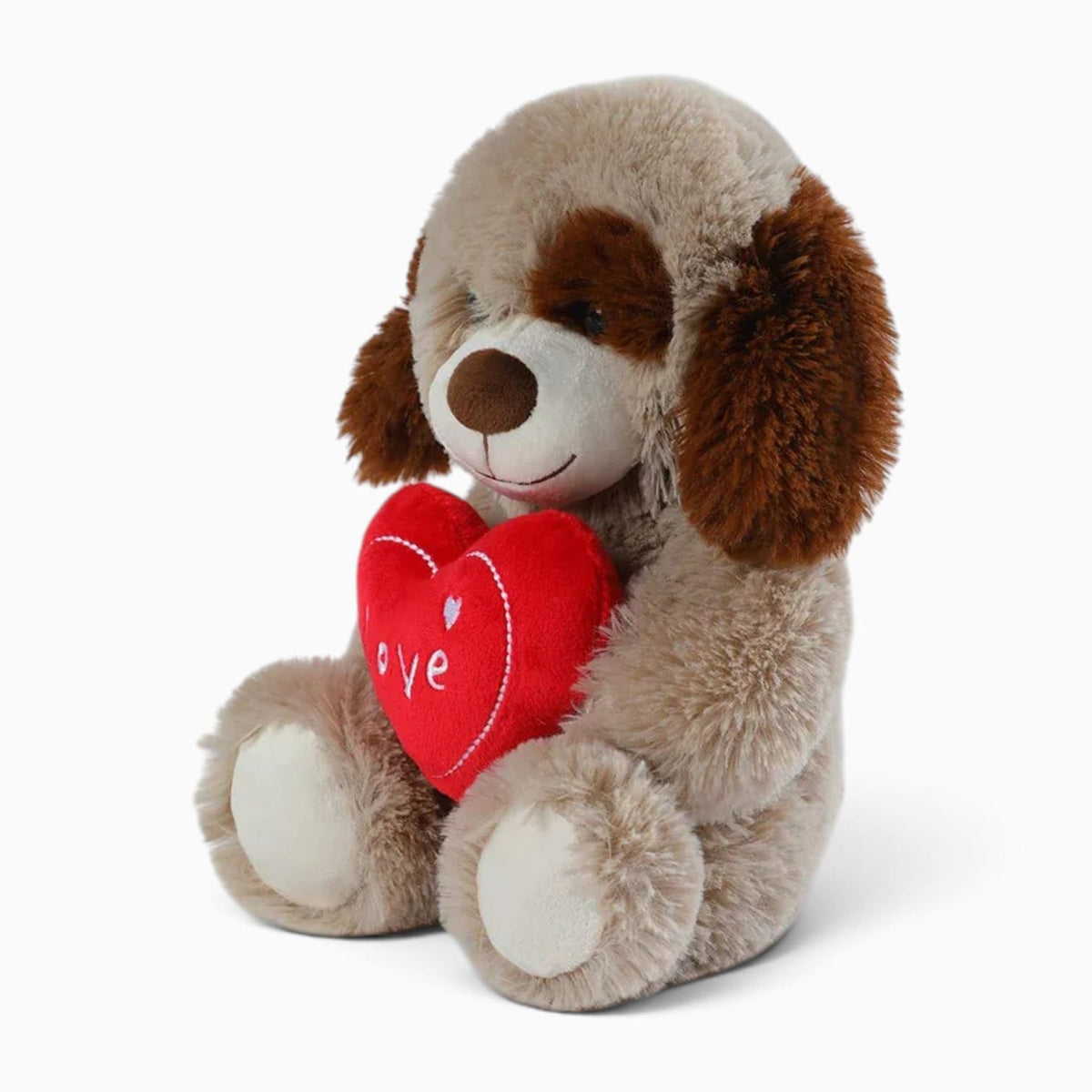 kuscheltierland Hellbraun / 25cm Hunde-Kuscheltier mit rotem Herz