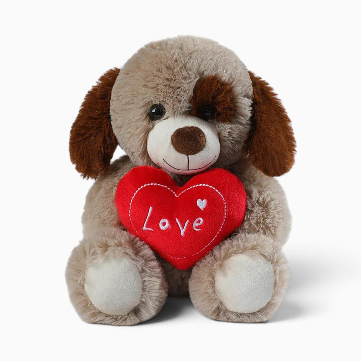 kuscheltierland Hellbraun / 25cm Hunde-Kuscheltier mit rotem Herz