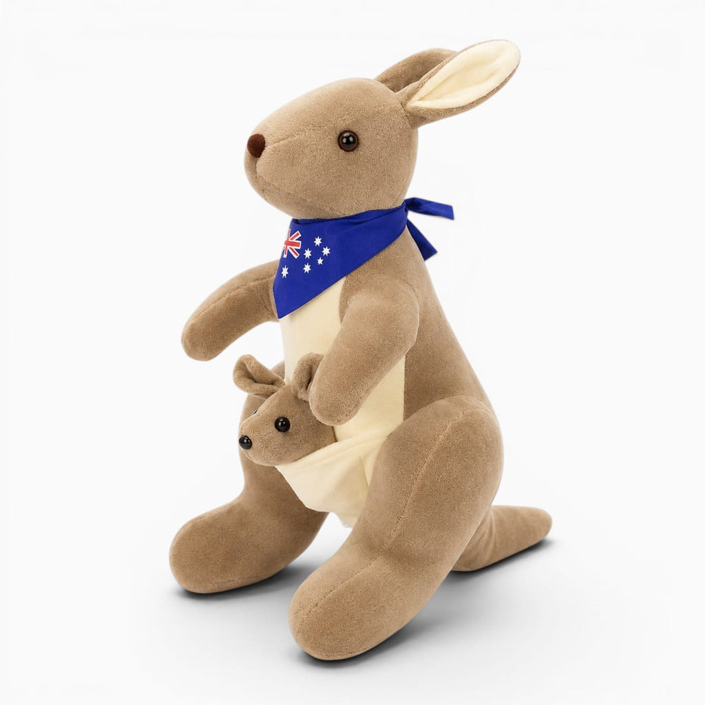 kuscheltierland Hellbraun / 32cm Känguru Kuscheltier Mit Baby Und Australischer Flagge