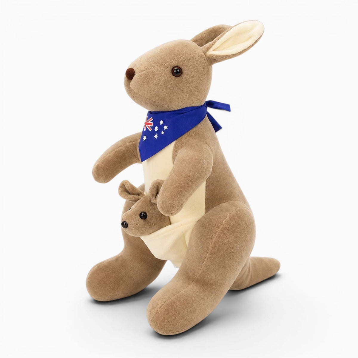 kuscheltierland Hellbraun / 32cm Känguru Kuscheltier Mit Baby Und Australischer Flagge