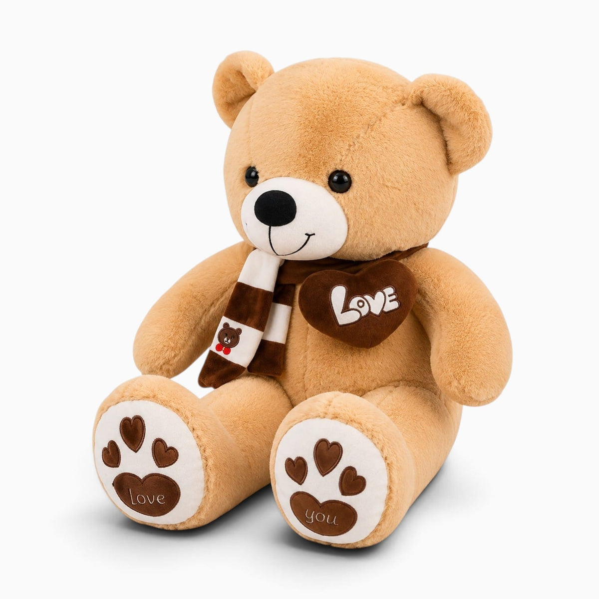 kuscheltierland Hellbraun / 80cm Großer hellbrauner Teddybär mit Schal