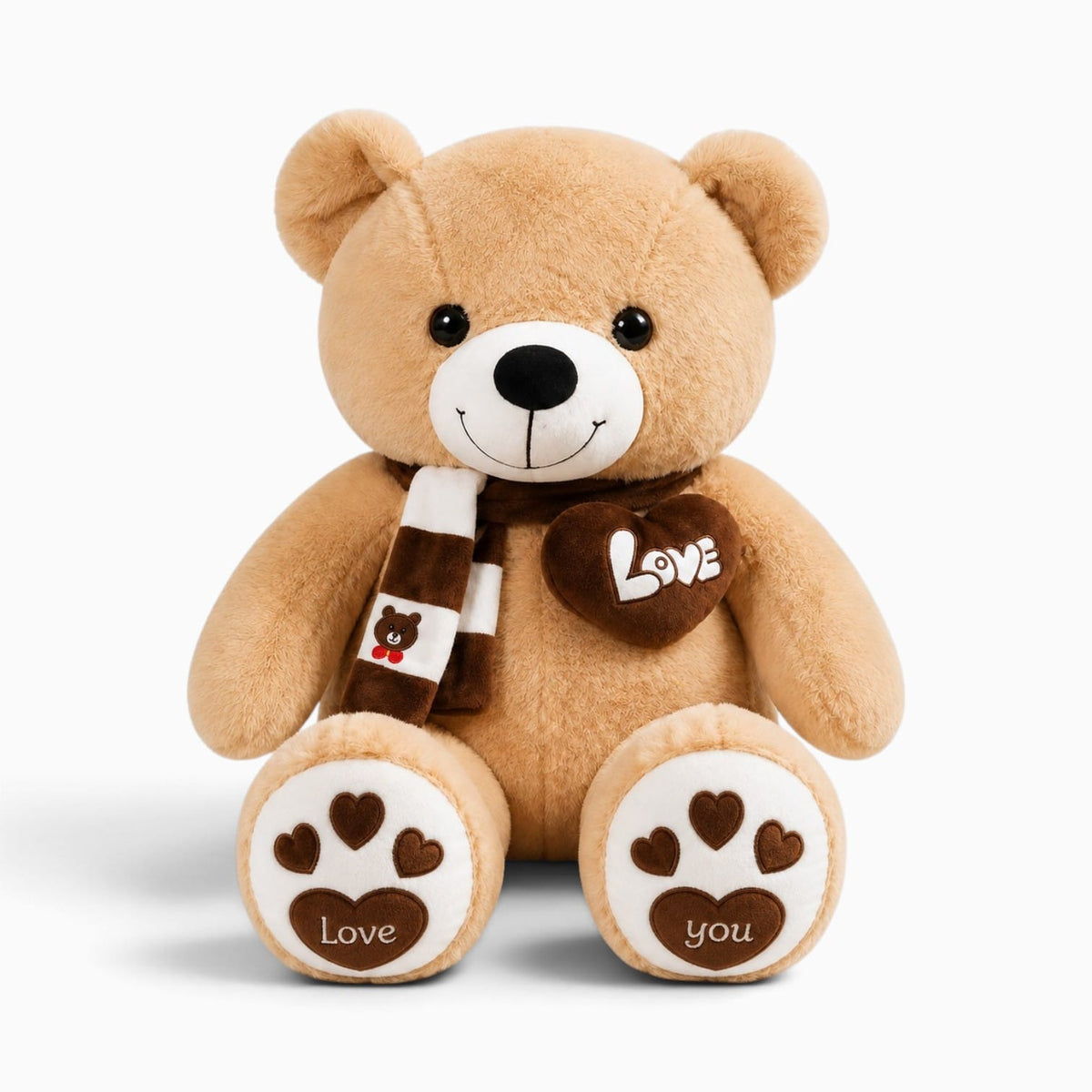 kuscheltierland Hellbraun / 80cm Großer hellbrauner Teddybär mit Schal