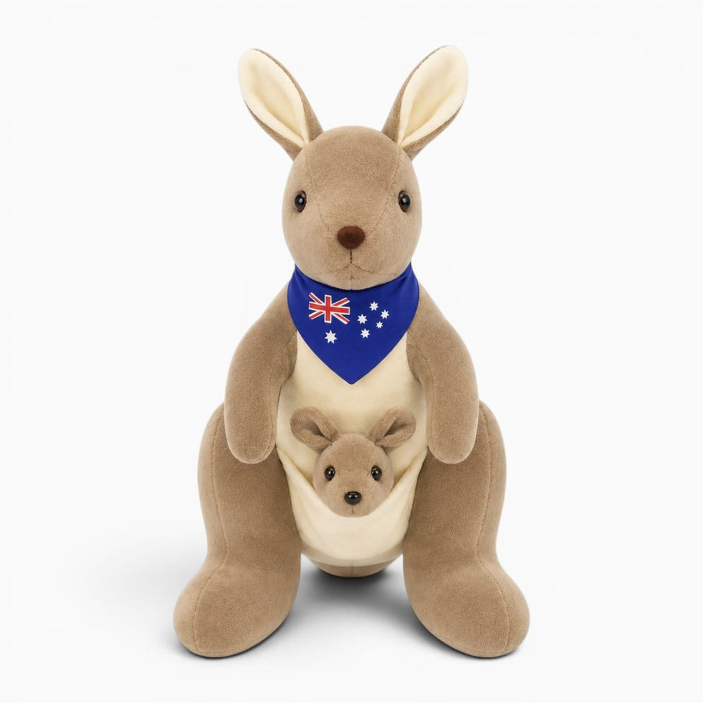 kuscheltierland Känguru Kuscheltier Mit Baby Und Australischer Flagge