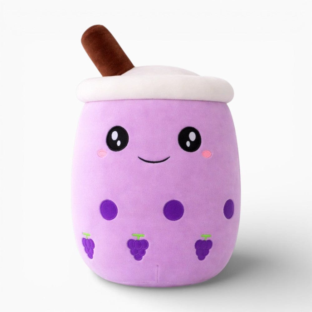 kuscheltierland Lila Bubble Tea Plüschkissen mit Traubendesign
