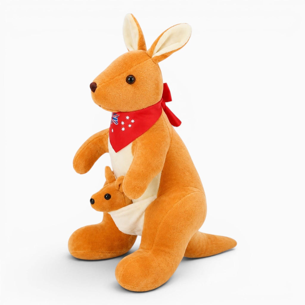 kuscheltierland Orange / 32cm Orangefarbenes Känguru Kuscheltier Mit Baby
