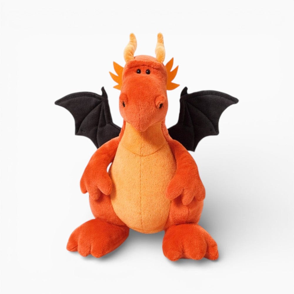 kuscheltierland Orange / 35 cm Orangefarbenes Drachen-Kuscheltier mit schwarzen Flügeln