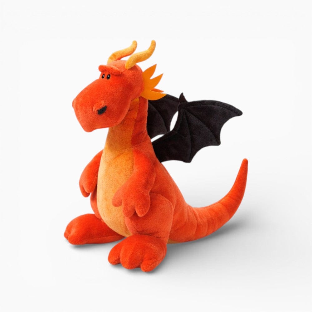 kuscheltierland Orange / 35 cm Orangefarbenes Drachen-Kuscheltier mit schwarzen Flügeln