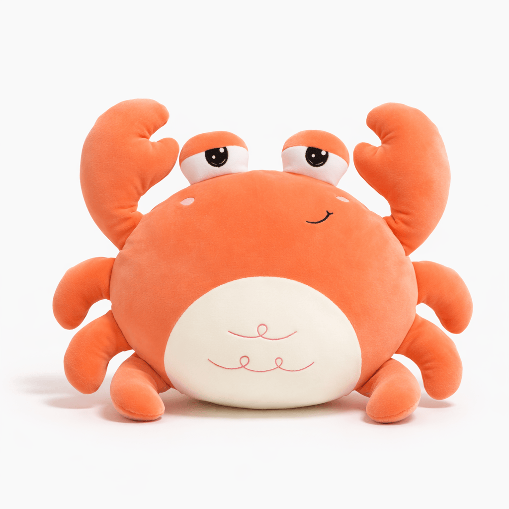 kuscheltierland Orange Kawaii Krabbe Kuscheltier mit freundlichem Gesicht