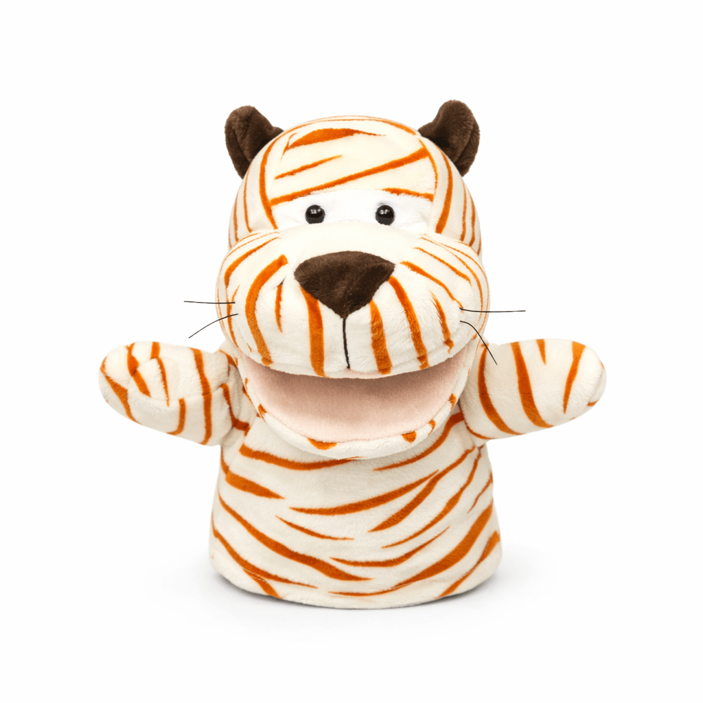 kuscheltierland Orange Niedliche Tiger-Handpuppe Kuscheltier für Kinder