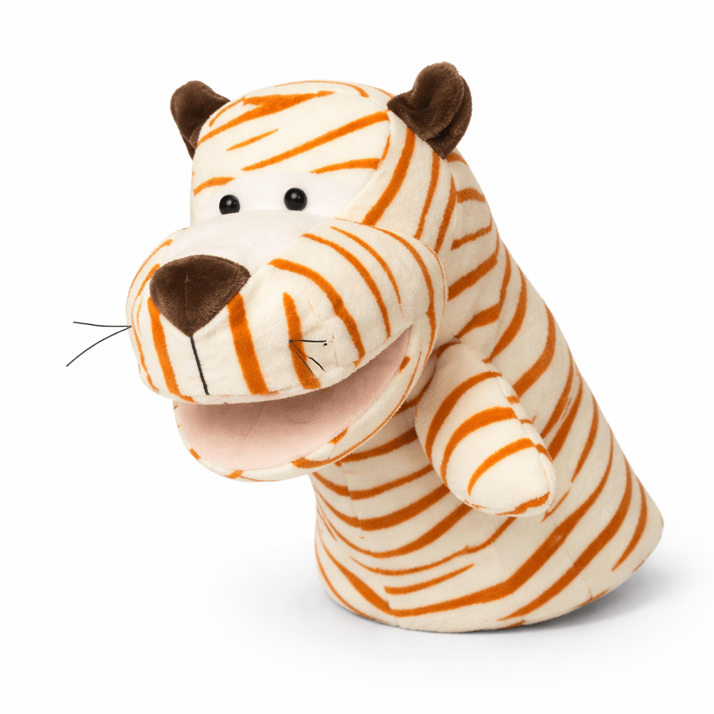 kuscheltierland Orange Niedliche Tiger-Handpuppe Kuscheltier für Kinder