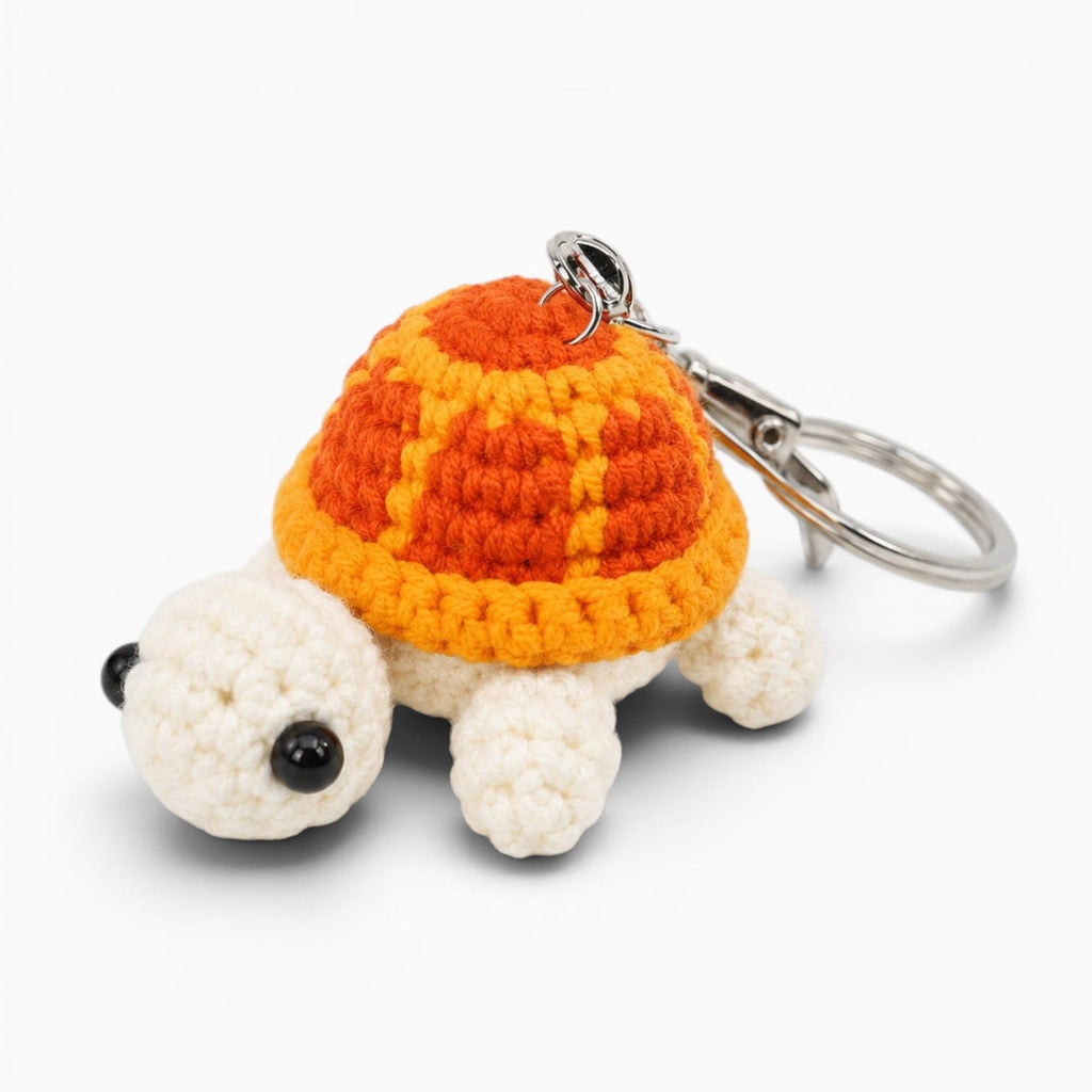 kuscheltierland Orange Oranger gehäkelter Schildkröten Schlüsselanhänger