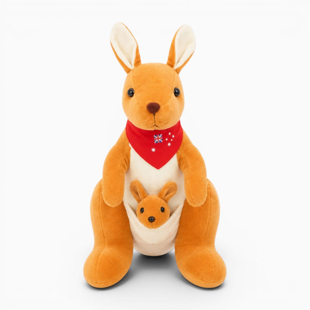 kuscheltierland Orangefarbenes Känguru Kuscheltier Mit Baby