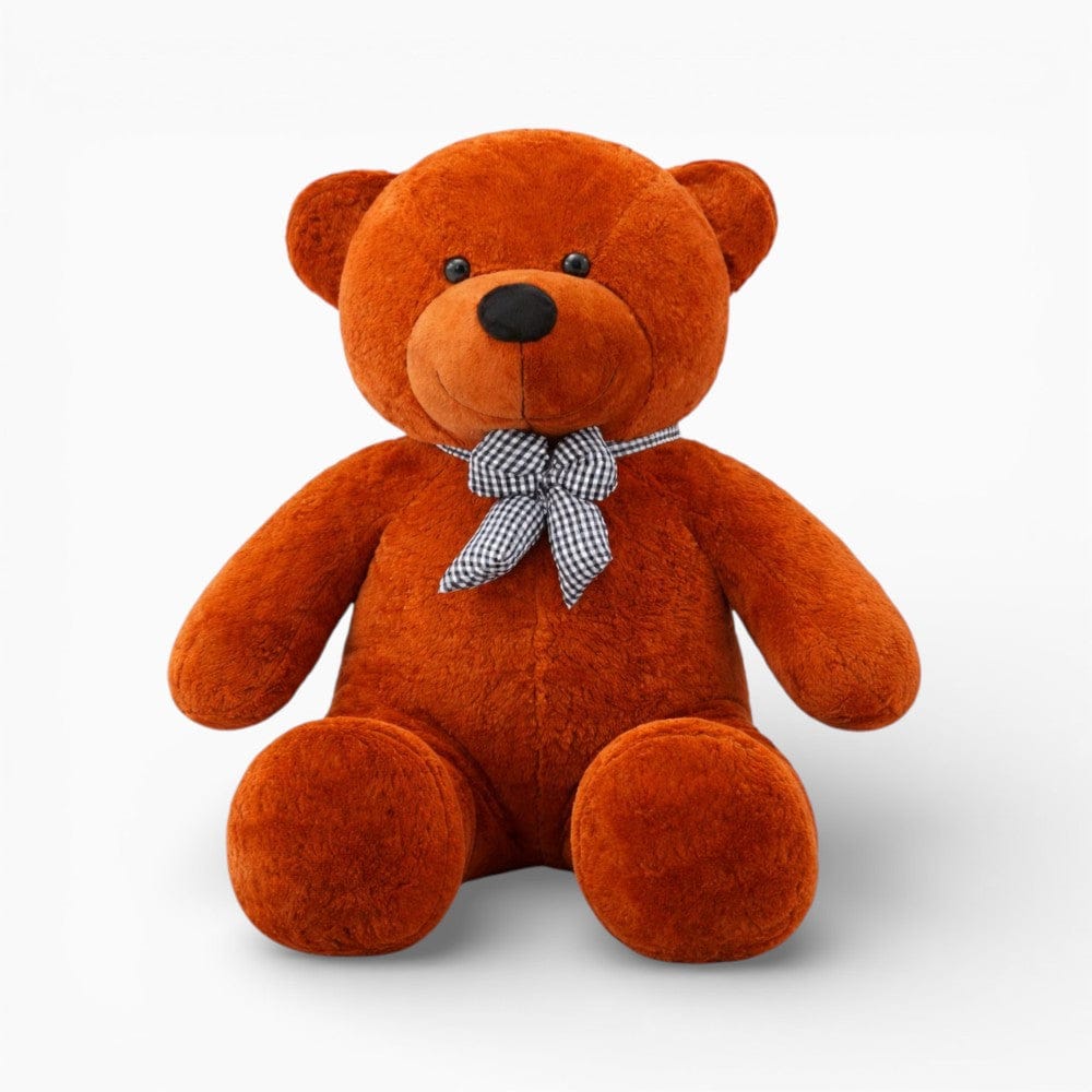 kuscheltierland Riesiger Kuscheltier Bär dunkelbraun mit karierter Schleife