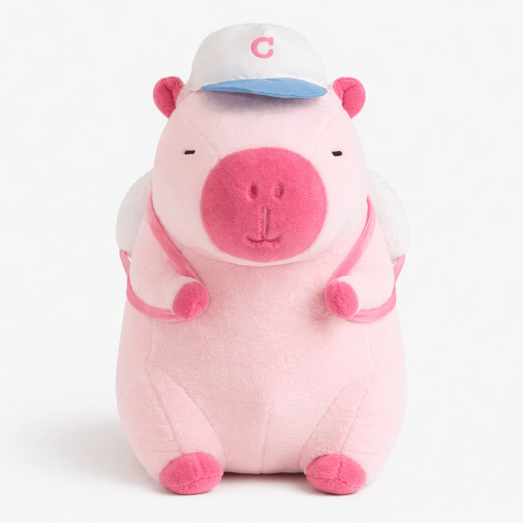 kuscheltierland Rosa / 23 cm Rosa Capybara Kuscheltier mit Kappe & Rucksack