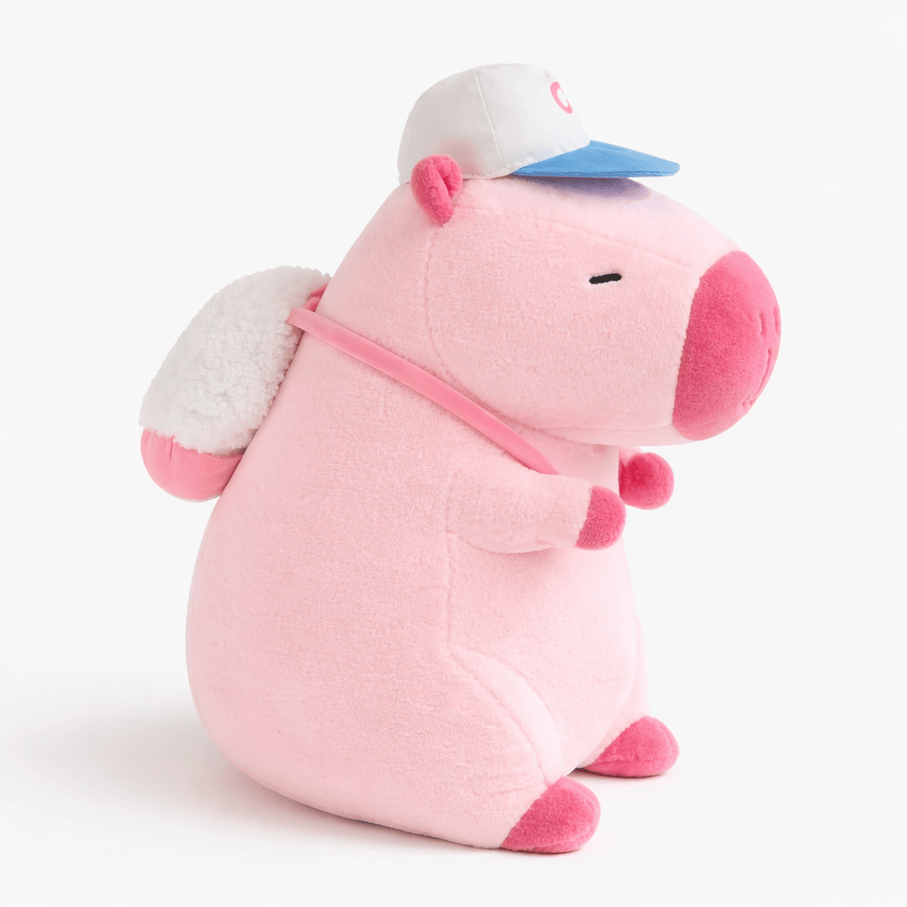 kuscheltierland Rosa / 23 cm Rosa Capybara Kuscheltier mit Kappe & Rucksack