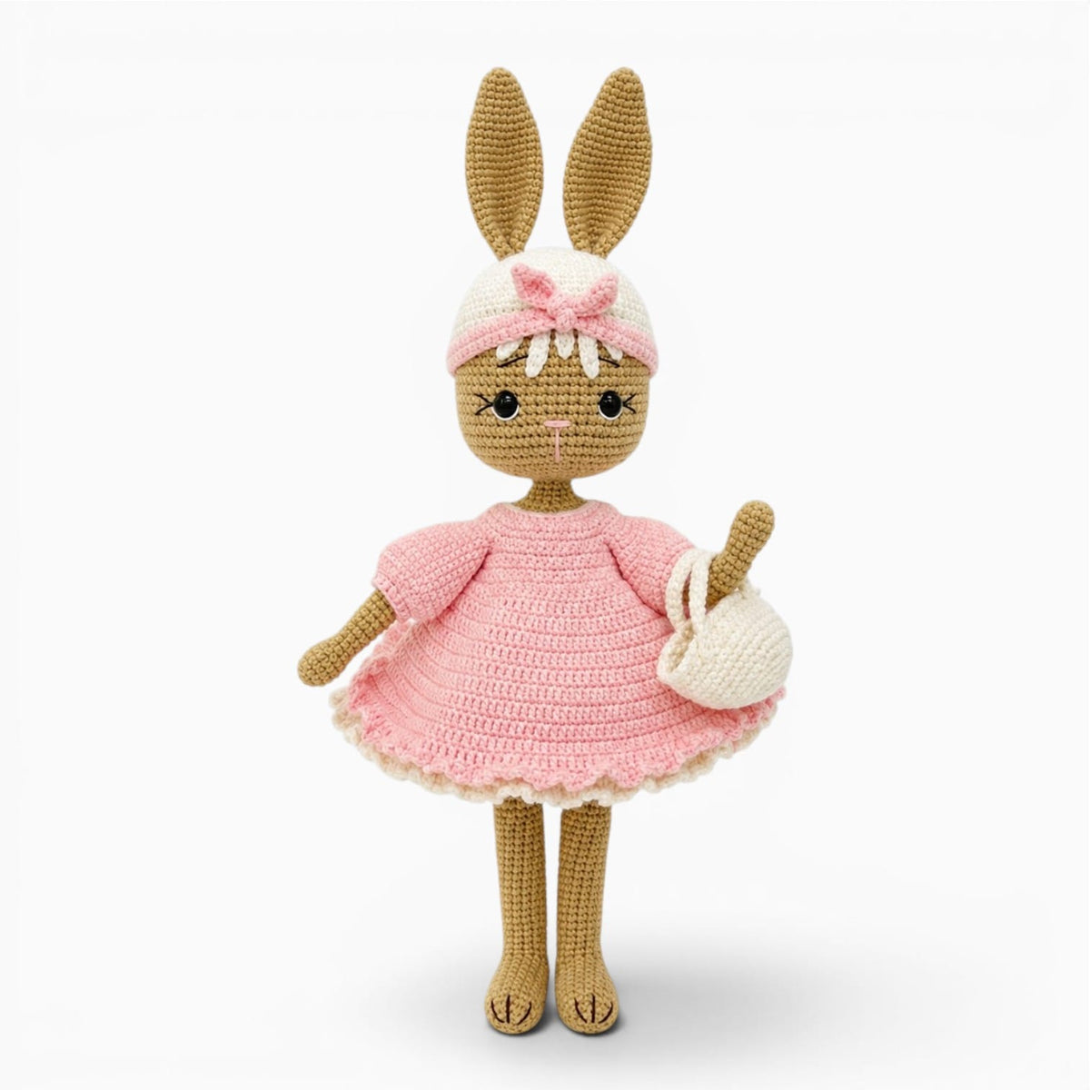 kuscheltierland Rosa / 39cm Gehäkeltes Hasen Kuscheltier im rosa Kleid