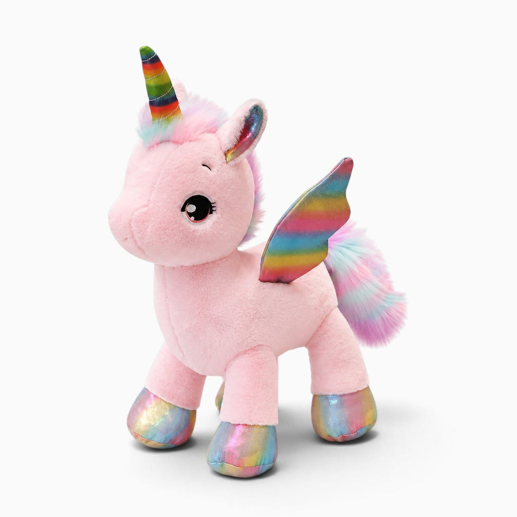 kuscheltierland Rosa / 40cm Rosa Einhorn-Kuscheltier mit Regenbogenflügeln