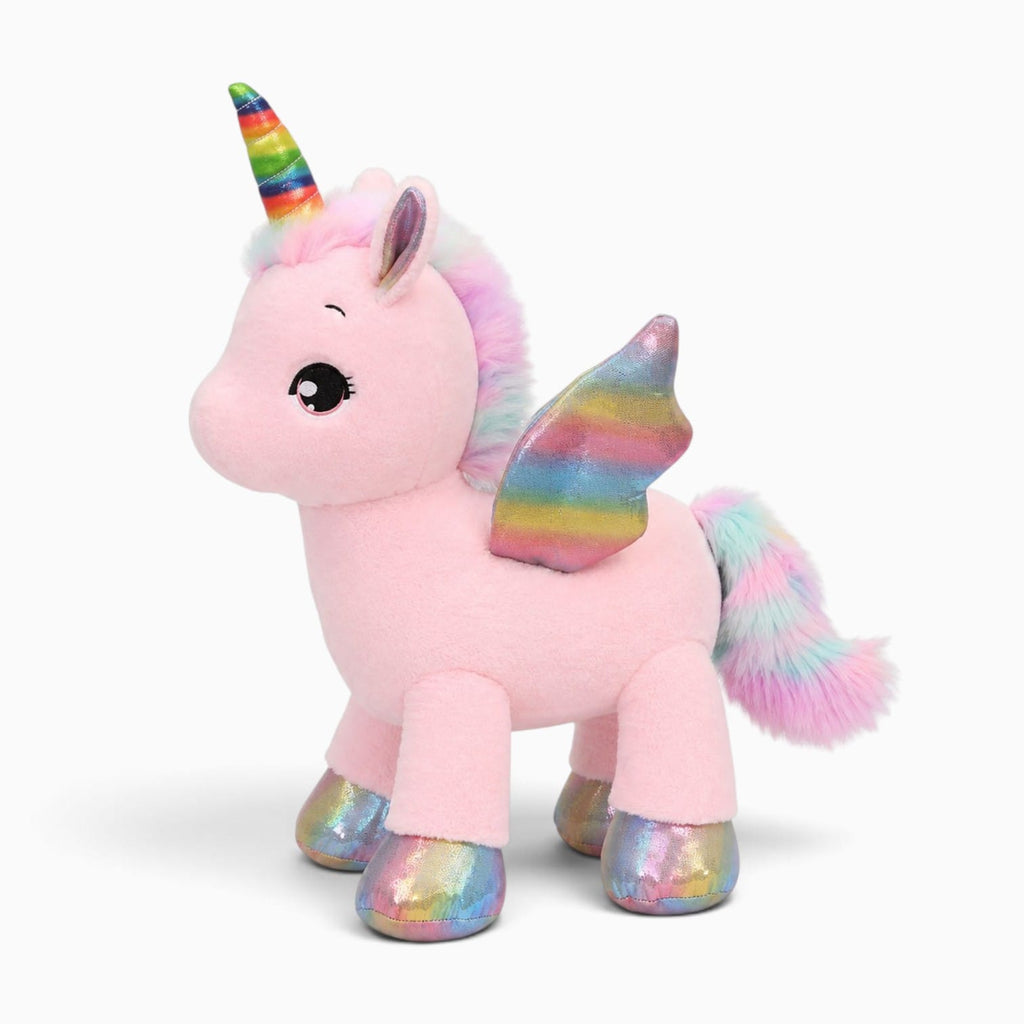kuscheltierland Rosa Einhorn-Kuscheltier mit Regenbogenflügeln