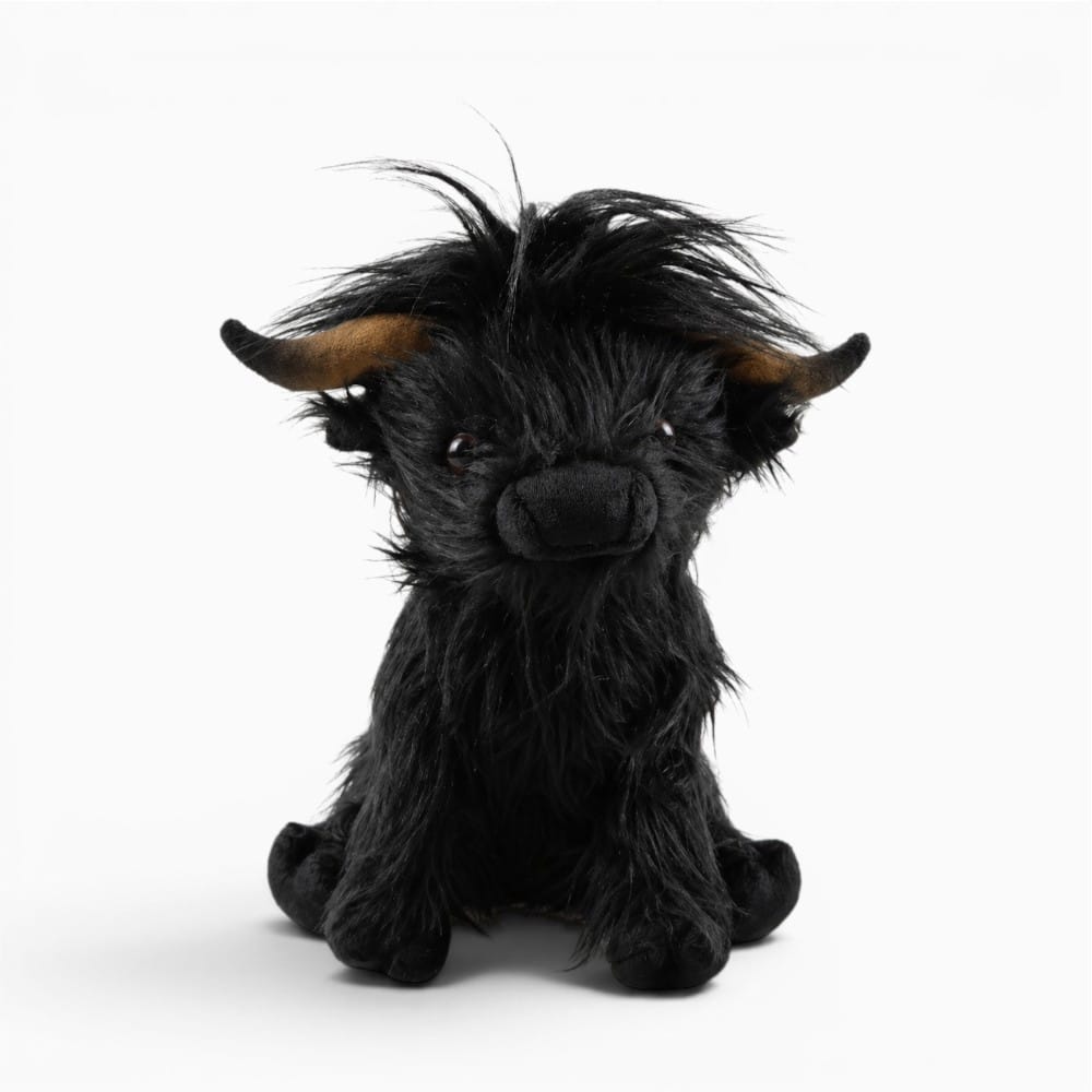 kuscheltierland Schwarz / 25cm 25cm Simulation Kyloe Cream Highland Cow Animal Plush Toy Soft Stuffed Highland Cow Cattlle Plushie Birthday Gift for Kids Girls