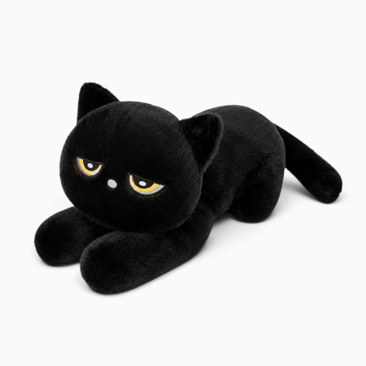 kuscheltierland Schwarz / 60cm Schwarzes Katzen-Kuscheltier mit müdem Blick