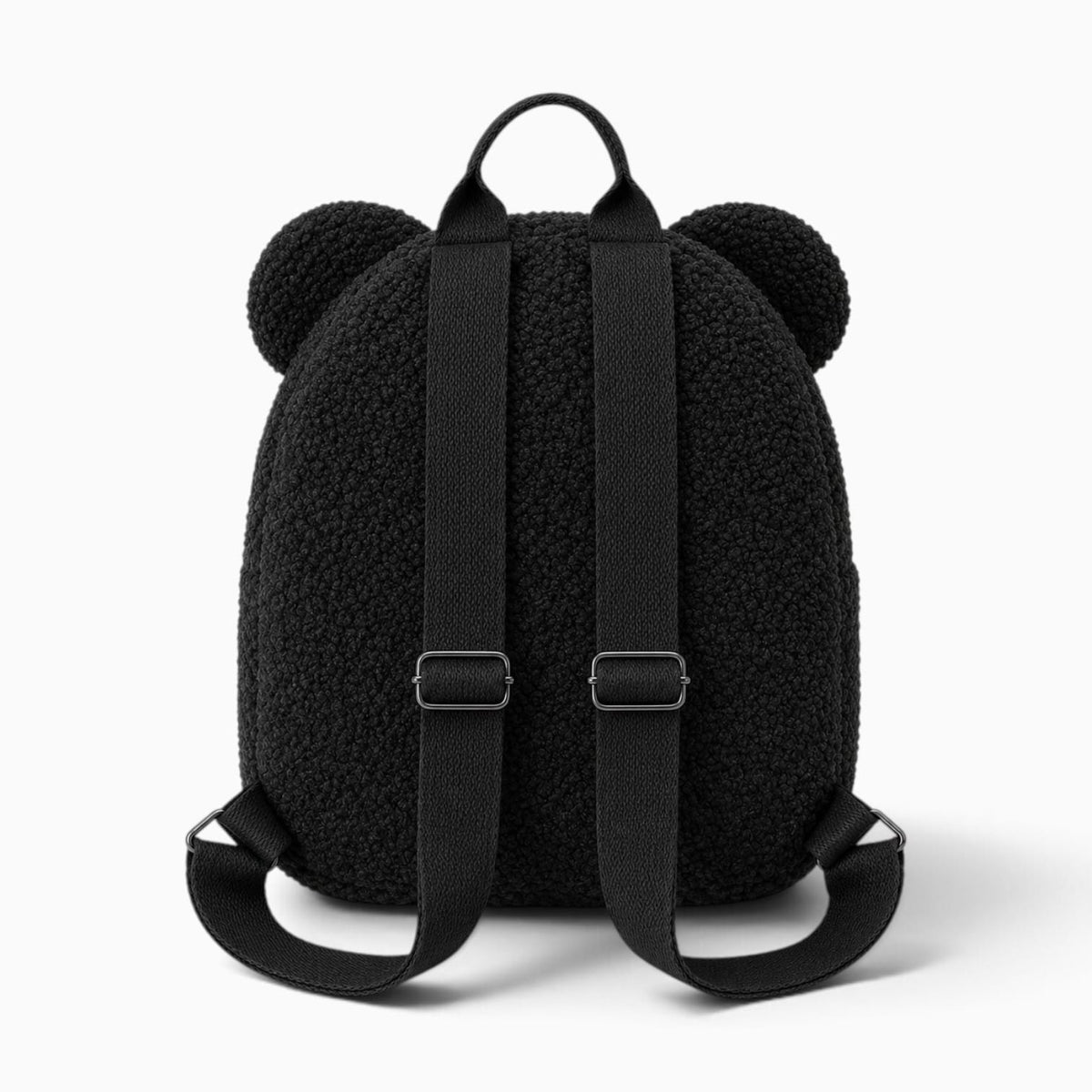 kuscheltierland Schwarz Schwarzer Plüsch-Rucksack mit Bärenohren