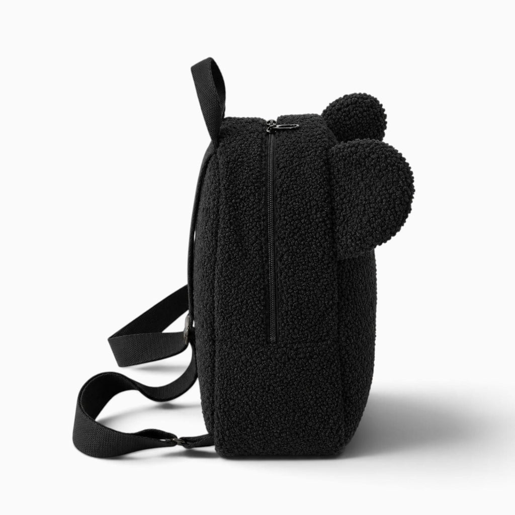 kuscheltierland Schwarz Schwarzer Plüsch-Rucksack mit Bärenohren