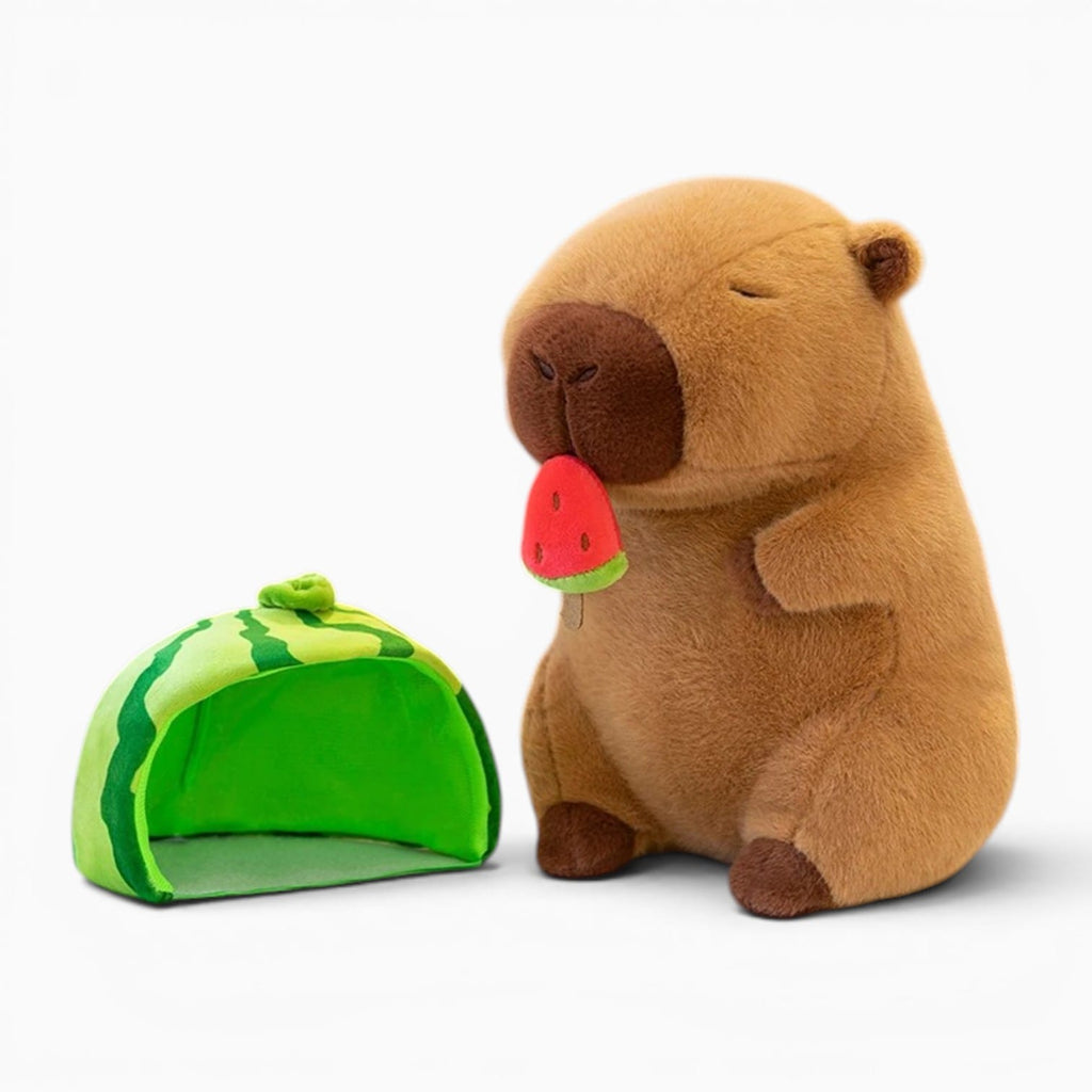 kuscheltierland Style A / 23cm 23/30cm Lovely Watermelon Capybara Plush Toy Stretchable Fluffy Capybara Doll Brown Animal Capybara Stuffed Doll Friends Gift