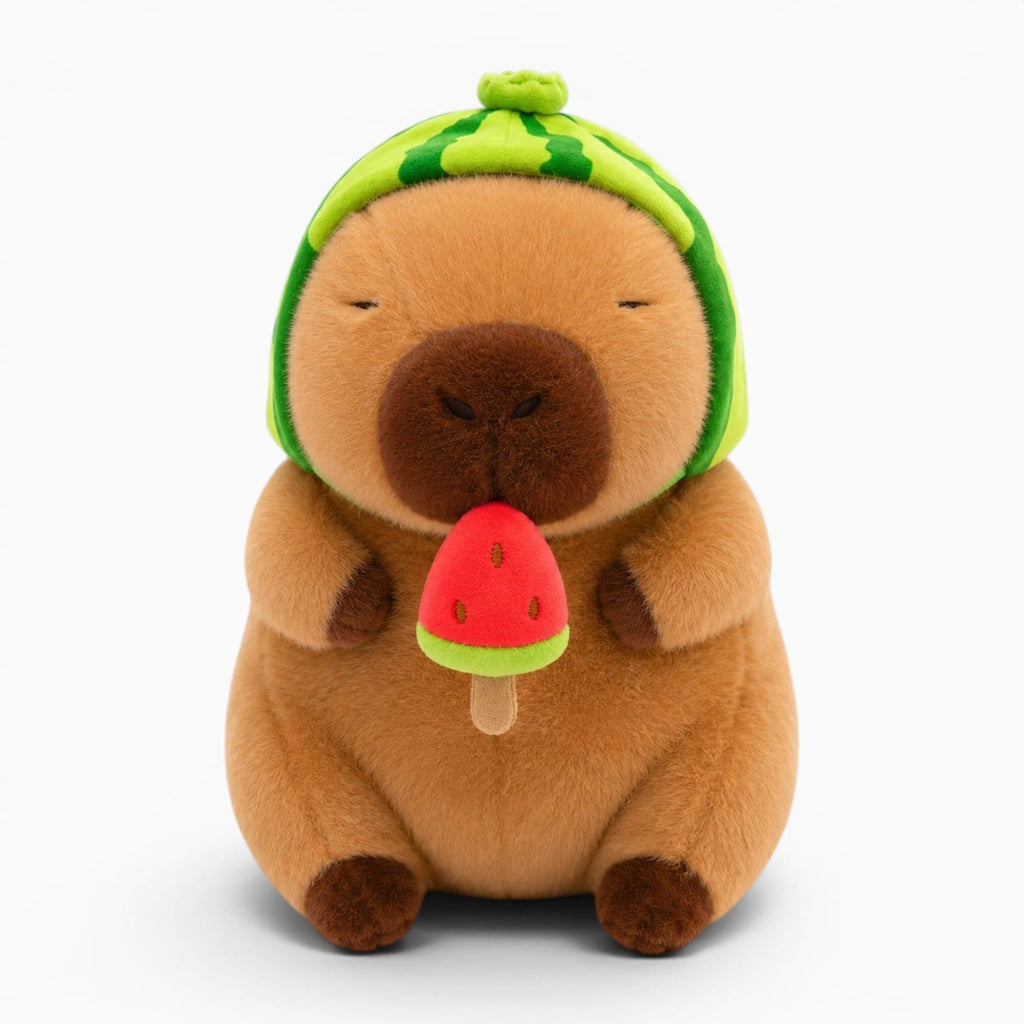 kuscheltierland Style A / 23cm 23/30cm Lovely Watermelon Capybara Plush Toy Stretchable Fluffy Capybara Doll Brown Animal Capybara Stuffed Doll Friends Gift