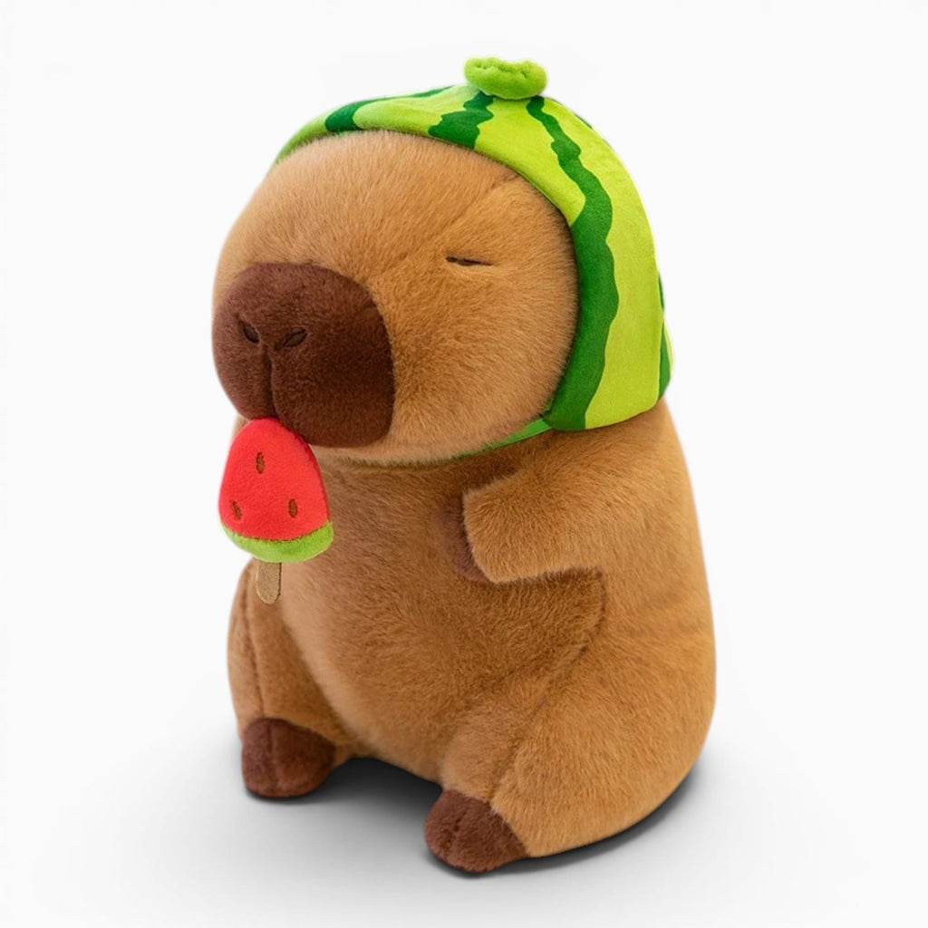 kuscheltierland Style A / 23cm 23/30cm Lovely Watermelon Capybara Plush Toy Stretchable Fluffy Capybara Doll Brown Animal Capybara Stuffed Doll Friends Gift