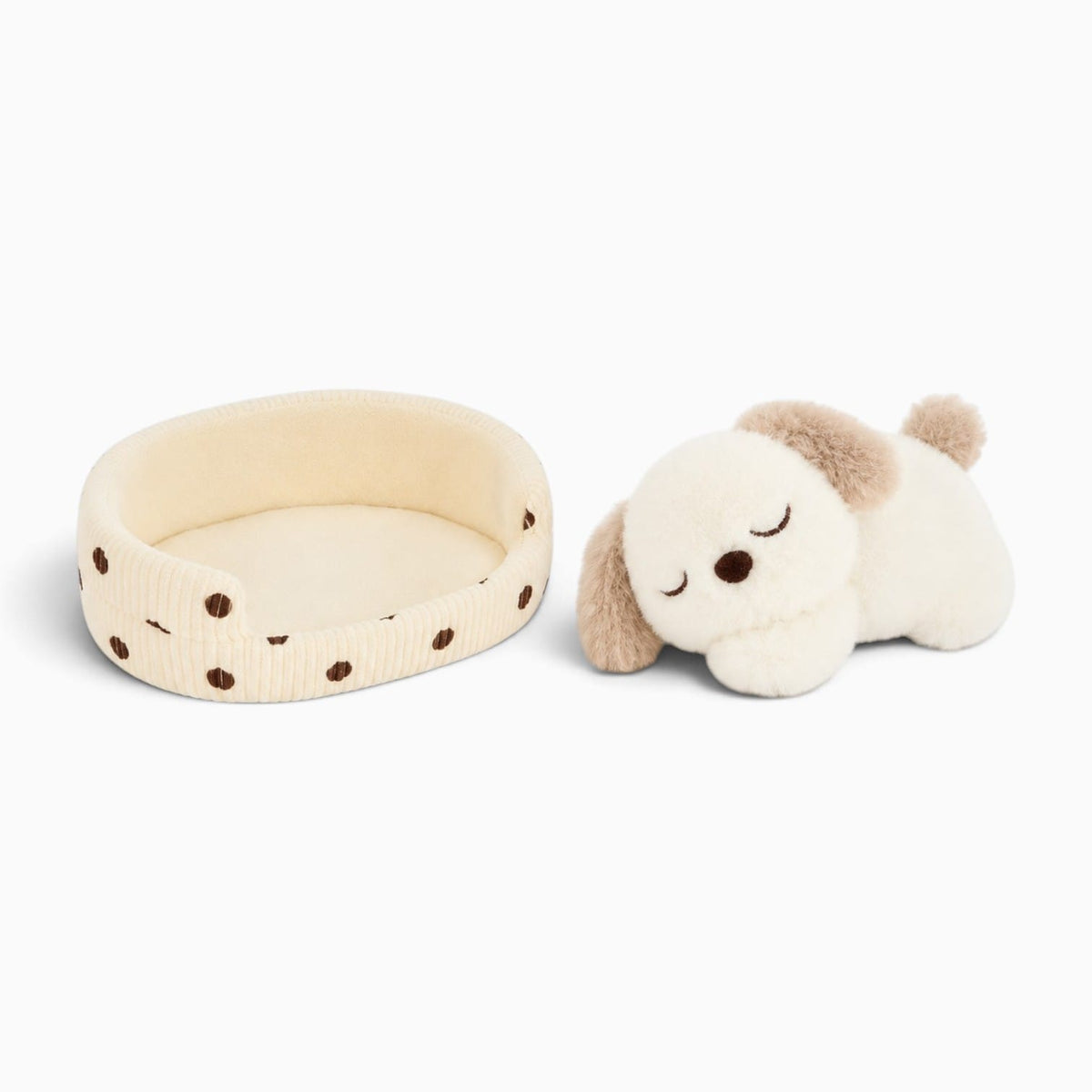 kuscheltierland Weiß / 14cm Kleines Hunde-Kuscheltier in einem Körbchen