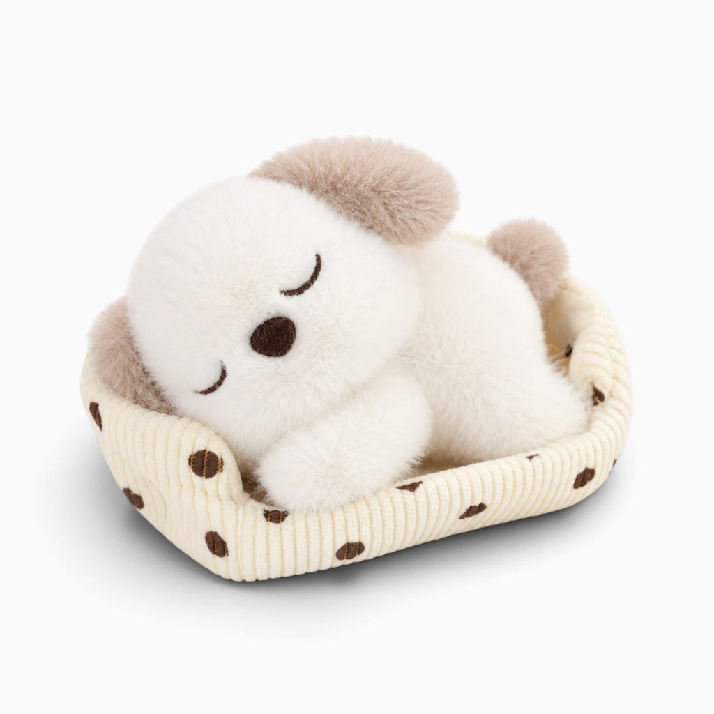 kuscheltierland Weiß / 14cm Kleines Hunde-Kuscheltier in einem Körbchen