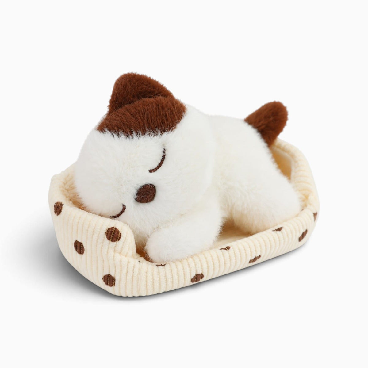 kuscheltierland Weiß / 14cm Kleines Katzen-Kuscheltier in einem Körbchen