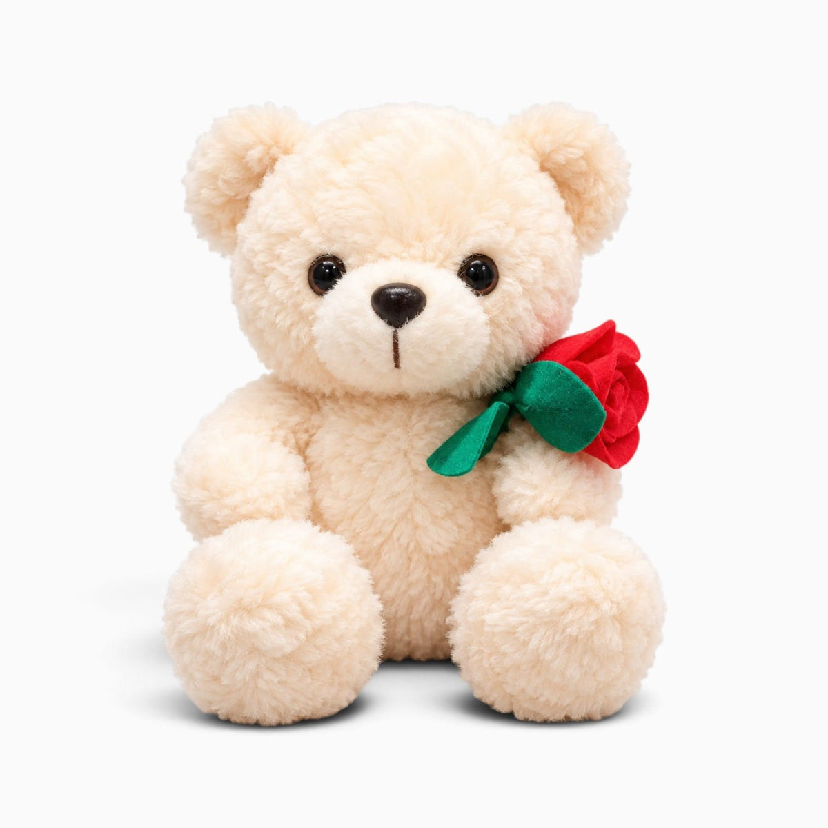 kuscheltierland Weiß / 16cm Teddybär-Kuscheltier Weiß mit roter Rose