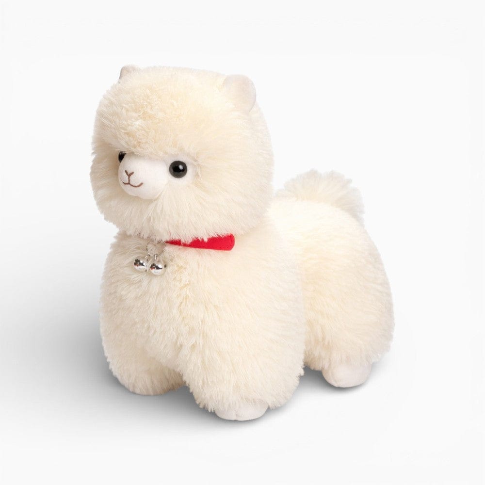 kuscheltierland Weiß / 25cm Plüsch Alpaka Stofftier mit Halsband und Glöckchen