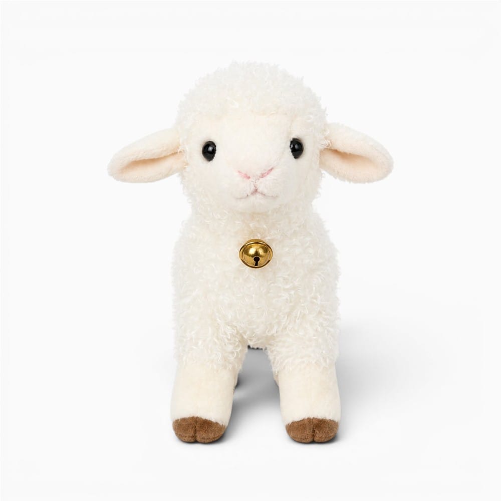 kuscheltierland Weiß / 32cm White Lamb Plush Toy Realistic Sheep Wearing A Bell Plush Doll Soft Animal Doll Lifelike Animals Kawai Toy Gifts
