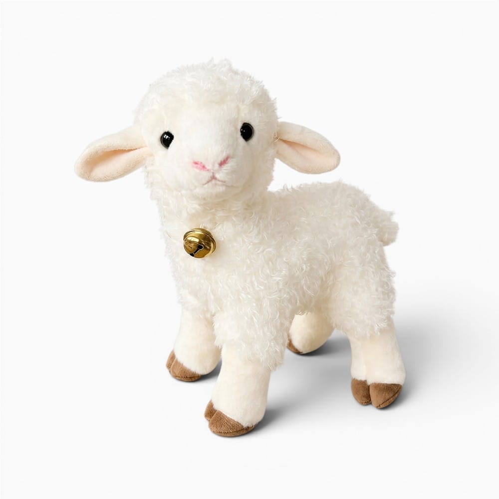 kuscheltierland Weiß / 32cm White Lamb Plush Toy Realistic Sheep Wearing A Bell Plush Doll Soft Animal Doll Lifelike Animals Kawai Toy Gifts