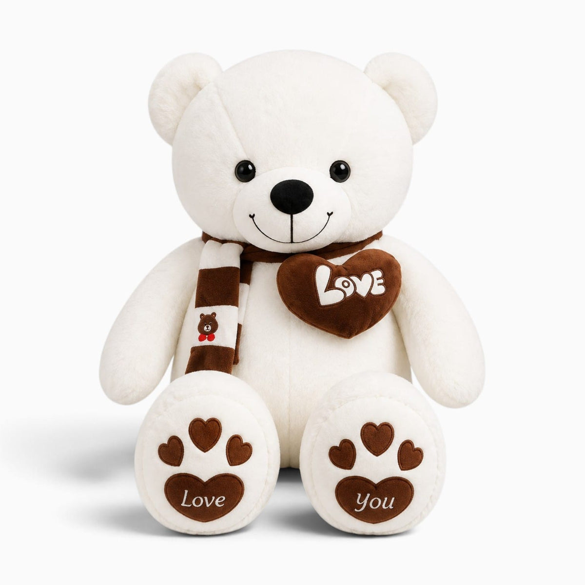 kuscheltierland Weiß / 80cm Großer weißer Teddybär mit Schal